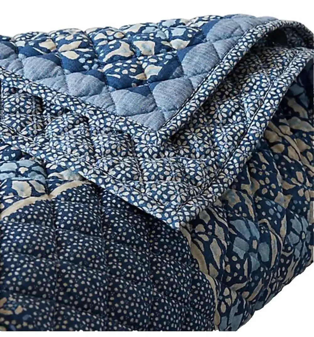 Ralph Lauren Penwood Indigo Multi Patchwork 100% Cotton Quilt King NEW SEALED - Picture 3 of 8